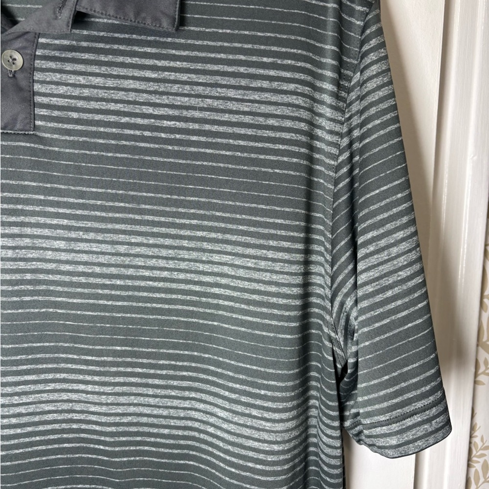 Nike Golf Tour Performance Dri-Fit Gray Striped Polo Shirt Men Size XL - Picture 4 of 15
